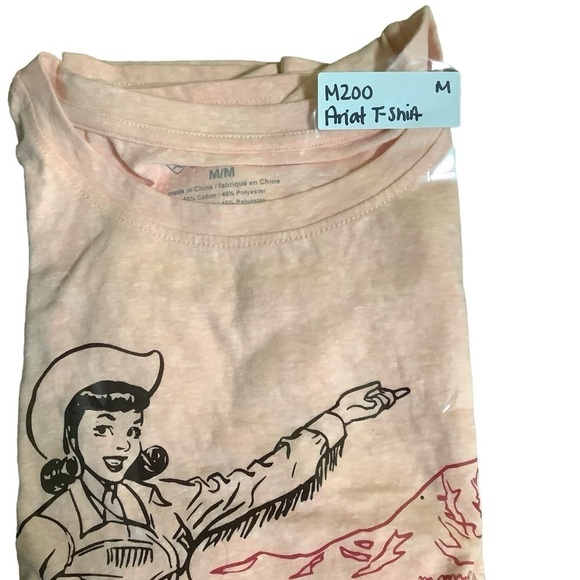 Ariat Oversized Fit Cropped Tee Sz Medium Pink Western Cowgirl - Picture 8 of 8